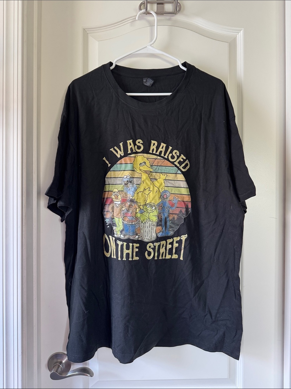 Sesame Street Black Tee with Colorful Vintage Character Graphic / G18